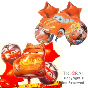SET DE GLOBOS METALIZADO CARS 5 UNIDADES X 1